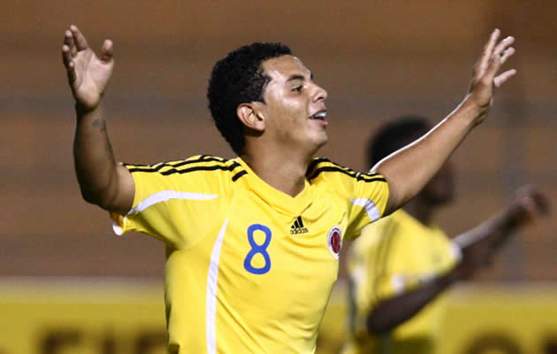Edwin Cardona, jugador de la Selección Sub 20 en el Suramericano de Perú. Foto: EFE