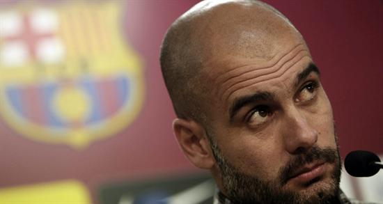 El entrenador del F.C.Barcelona, Josep Guardiola, durante la rueda de prensa. Foto: EFE
