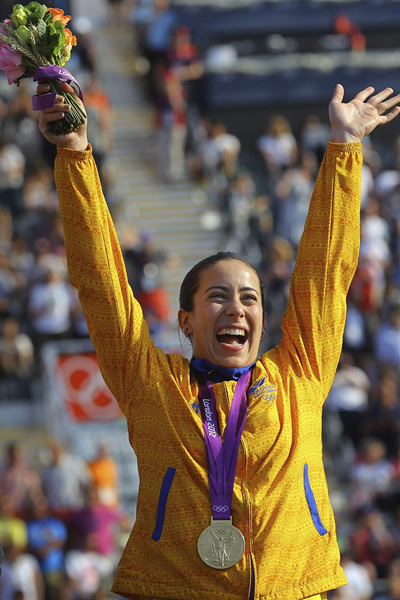 Mariana Pajón, medallista de oro en los Juegos Olímpicos de Londres. Foto: EFE
