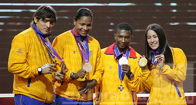 Carlos Oquendo, Yuri Alvear, Oscar Figueroa, y Mariana Pajón, medallistas colombianos en Londres 2012. Foto: Interlatin