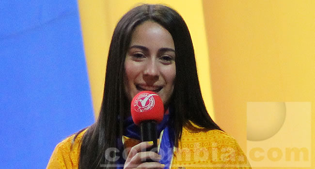 Mariana Pajón, en el homenaje a los deportistas olímpicos en la Casa de Nariño. Foto: Interlatin