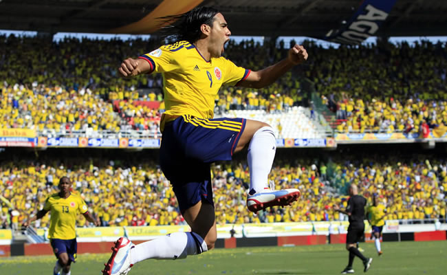 Falcao García celebra su gol obtenido contra Uruguay. Foto: EFE