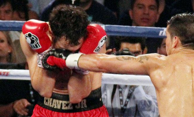 Imagen de la pelea entre Sergio Martínez y Julio César Chávez Jr. realizada en la ciudad de Las Vegas, Estados Unidos, el 16 de septiembre pasado. Foto: EFE