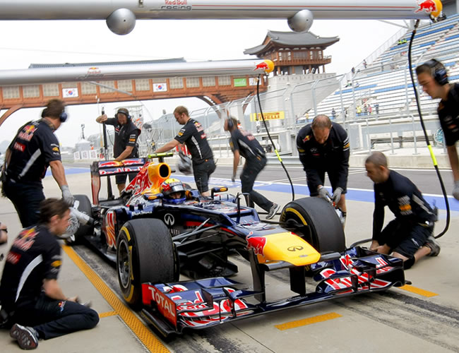 Zona de pits del equipo Red Bull en Corea. Foto: EFE