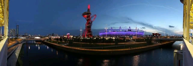 Vista general del Estadio Olímpico y la torre ArcelorMittal Orbit durante la ceremonia de Clausura de los Juegos Olímpicos de Londres 2012. Foto: EFE