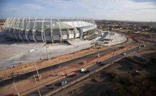 Fotografía aérea de los trabajos en el estadio Castelão de Fortaleza (Brasil). Foto: EFE
