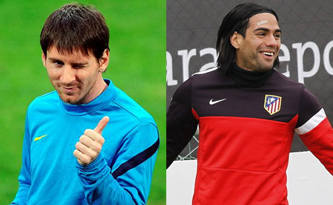 Los goleadores Lionel Messi y Falcao García. Foto: EFE