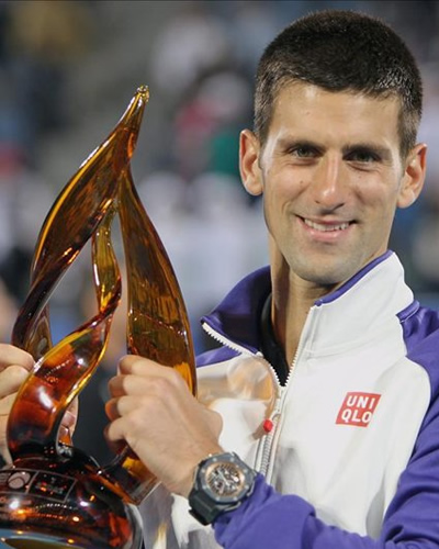 El serbio Novak Djokovic, campeón del torneo de exhibición de Abu Dabi. Foto: EFE
