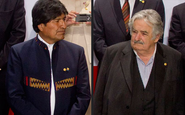 Los presidentes de Bolivia y Uruguay, Evo Morales y José Mujica respectivamente. Foto: ABI