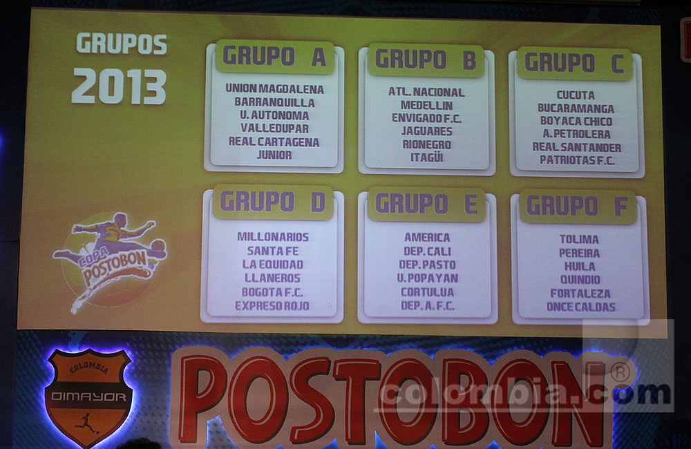 Grupos de la Copa Postobón 2013. Foto: Interlatin