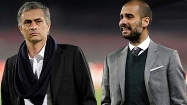 El entrenador portugués José Mourinho y el entrenador español Pep Guardiola. Foto: EFE