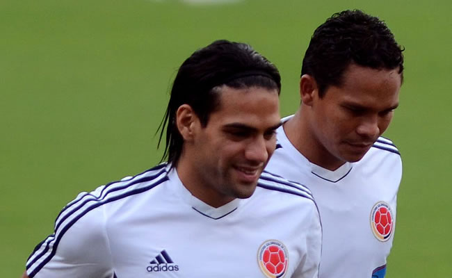 Los jugadores de la selección Colombia, Falcao García y Carlos Bacca. Foto: EFE
