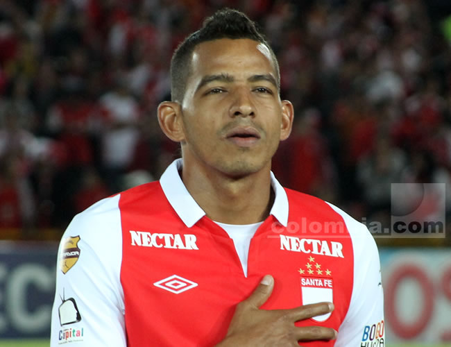 El delantero de Independiente Santa Fe, Wilder Medina. Foto: Interlatin