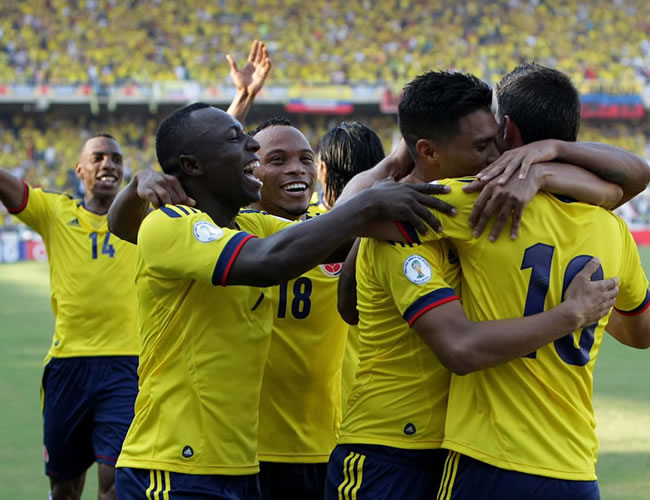 Celebración de los jugadores de la Selección Colombia. Foto: EFE