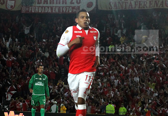 El goleador de Independiente Santa Fe, Wilder Medina. Foto: Interlatin