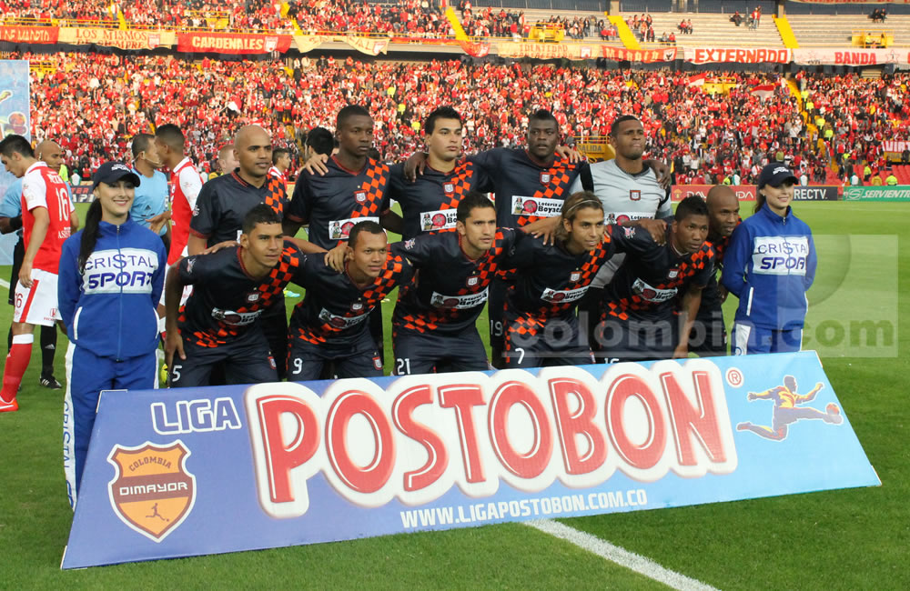 Los jugadores del Boyacá Chicó posan antes del inicio del partido. Foto: Interlatin