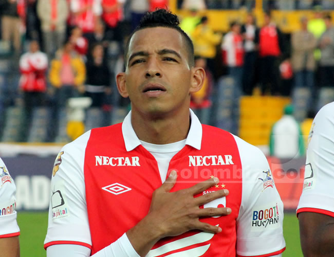 El delantero de Independiente Santa Fe, Wilder Medina. Foto: Interlatin