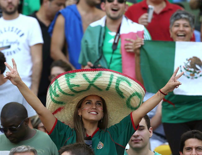 Hinchas mexicanos durante el partido de la Copa de las Confederaciones FIFA 2013 ante Italia. Foto: EFE