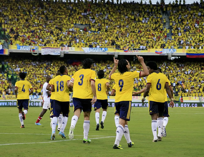 Celebración de los jugadores de la Selección Colombia en Barranquilla. Foto: EFE