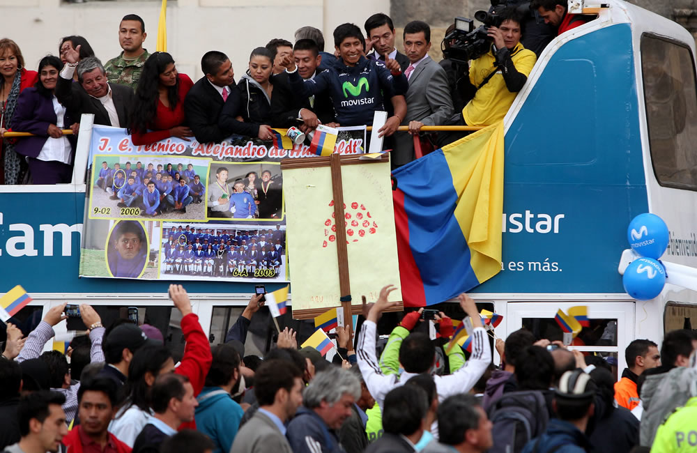Homenaje al ciclista colombiano Nairo Quintana. Foto: EFE