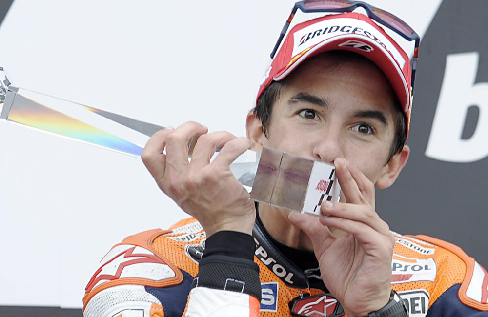 El piloto español de Moto GP Marc Márquez ganador del Gran Premio de República Checa. Foto: EFE