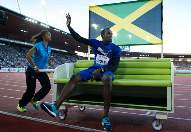 El corredor jamaicano Usain Bolt, en la competición de la Liga de Diamante en el estadio Letzigrund, Zúrich, en Suiza. Foto: EFE