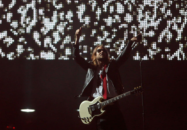 El vocalista de la banda estadounidense de rock Thirty Second to Mars, Jared Leto, se presenta en Rock in Rio 2013. Foto: EFE