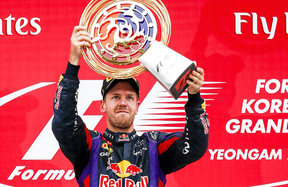 El piloto alemán Sebastián Vettel se coronó campeón del Gran Premio de Corea. Foto: EFE
