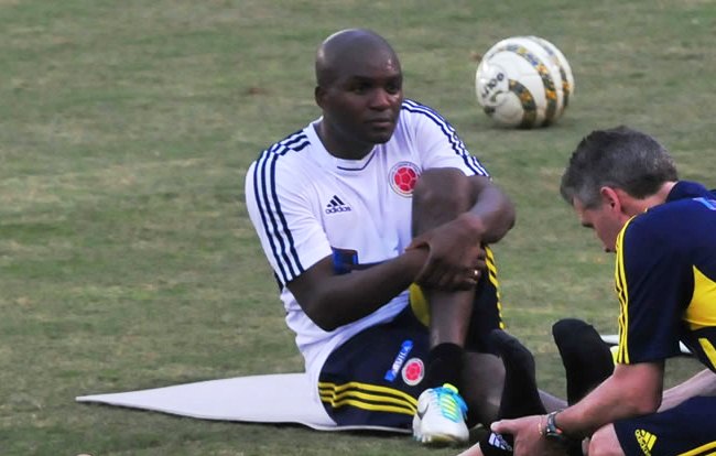 Aquivaldo Mosquera con la Selección Colombia. Foto: EFE