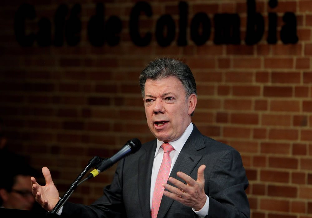 El presidente de Colombia, Juan Manuel Santos, pronuncia un discurso. Foto: EFE