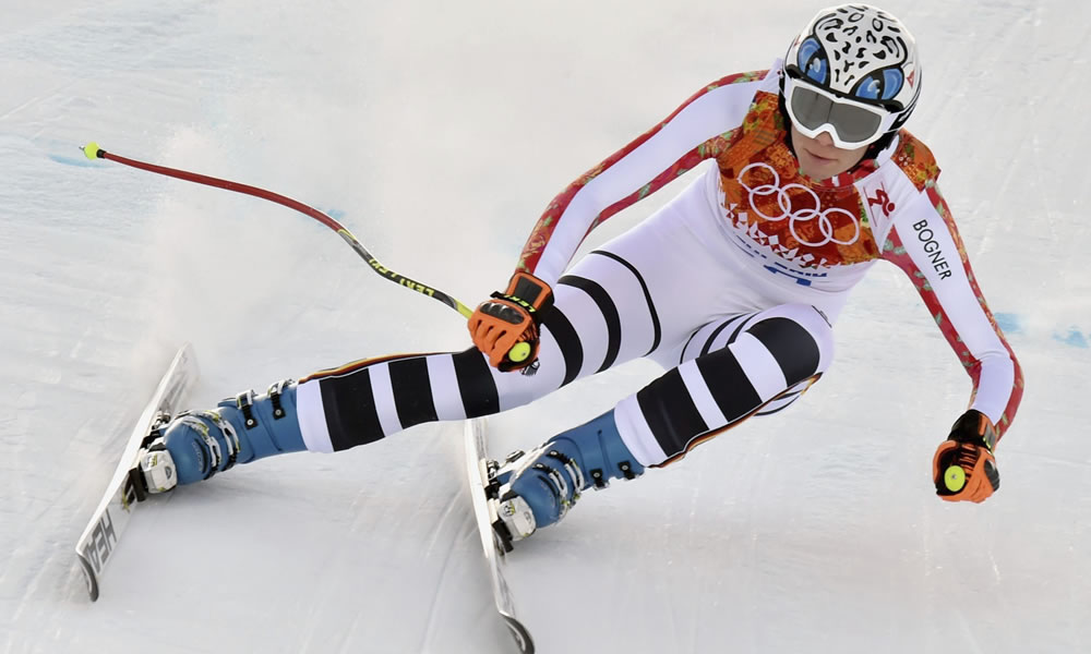 La alemana Maria Hoefl-Riesch compite en la supercombinada femenina en los Juegos Olímpicos de Sochi 2014. Foto: EFE