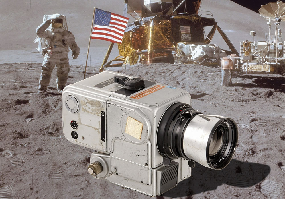 Cámara Hasselblad, la única en el mundo que sacó fotos en la luna durante una de las misiones estadounidenses. Foto: EFE