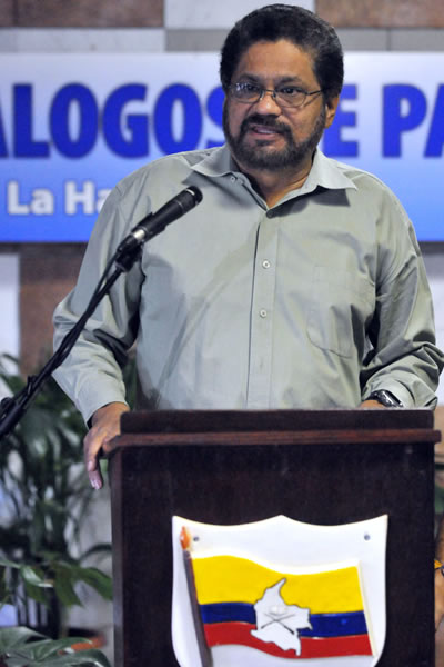 El segundo jefe de las Fuerzas Armadas Revolucionarias de Colombia (FARC) y líder de los delegados de la guerrilla Luciano Marín, alias "Iván Márquez". Foto: EFE