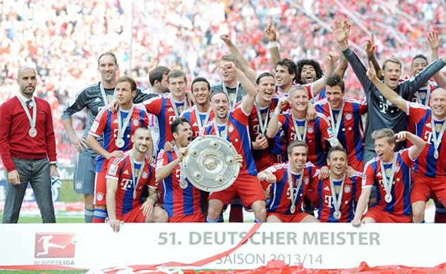 Los jugadores del Bayern Munich celebran el campeonato de la Liga alemana. Foto: EFE