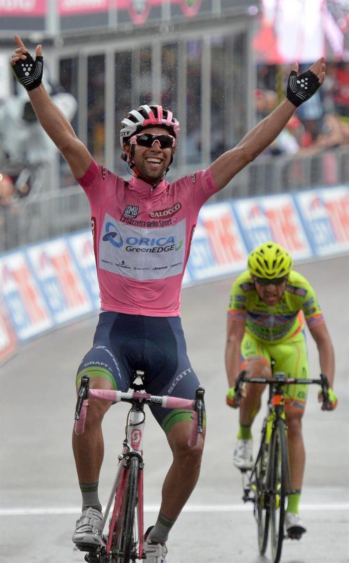 El ciclista australiano del Orica Greenedge, Michael Matthews, celebra la victoria conseguida en la sexta etapa. Foto: EFE