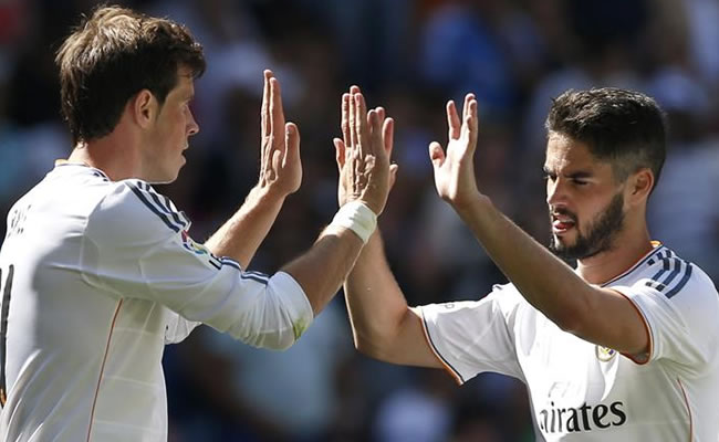 El delantero galés del Real Madrid Gareth Bale celebra la victoria de su equipo. Foto: EFE