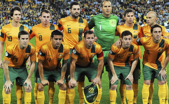 Australia, la primera selección en aterrizar en Brasil para el Mundial. Foto: EFE