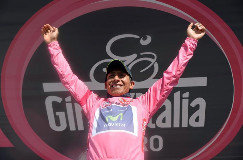 El ciclista colombiano Nairo Quintana es líder virtual del Giro de Italia. Foto: EFE
