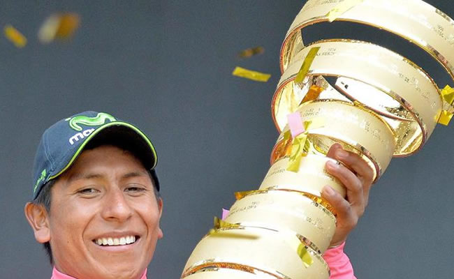 El ciclista colombiano Nairo Quintana es campeón del Giro de Italia. Foto: EFE