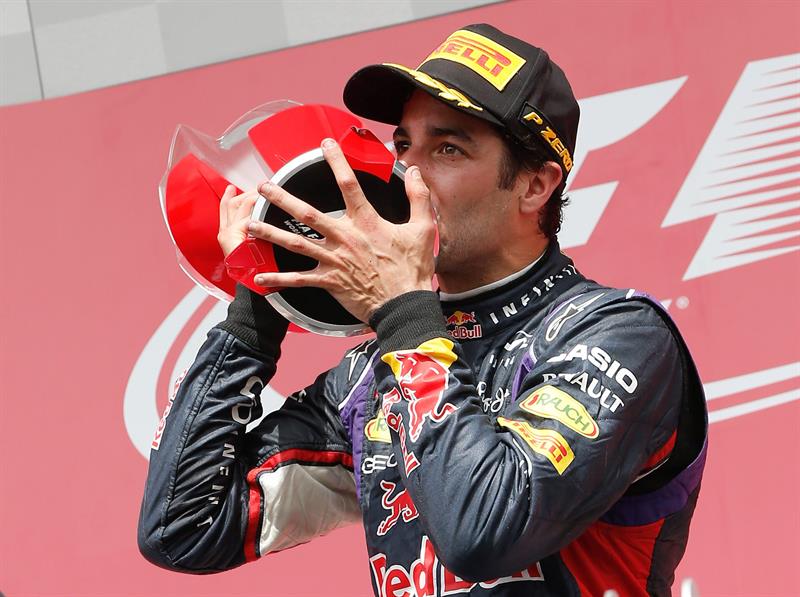 El piloto australiano Daniel Ricciardo ganador del Gran Premio de Canadá. Foto: EFE