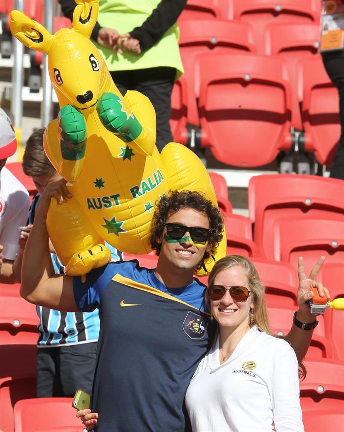 Australia supporters pose prior the FIFA World Cup 2014 group B. Foto: EFE