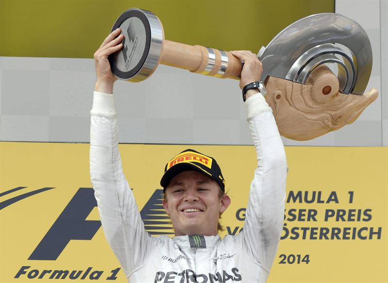 El piloto alemán Nico Rosberg se coronó campeón del Gran Premio de Austria. Foto: EFE