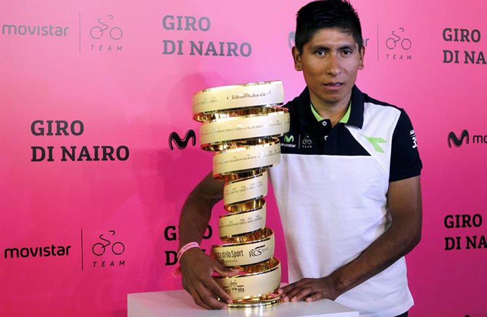 El ciclista colombiano Nairo Quintana, ganador del Giro de Italia 2014. Foto: EFE