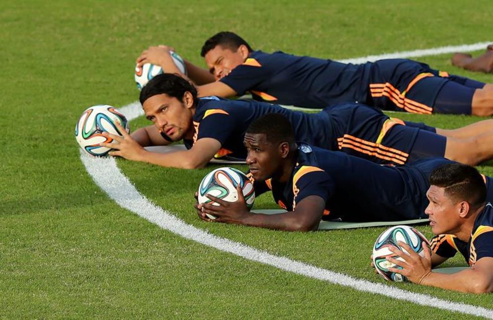 Colombia entrena para pensando en Uruguay, su siguiente rival. Foto: EFE