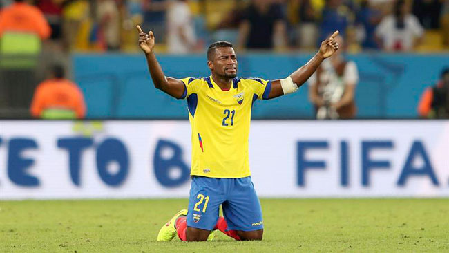 Gabriel Achilier, jugador de la selección de Ecuador, en el Mundial de Brasil 2014. Foto: EFE