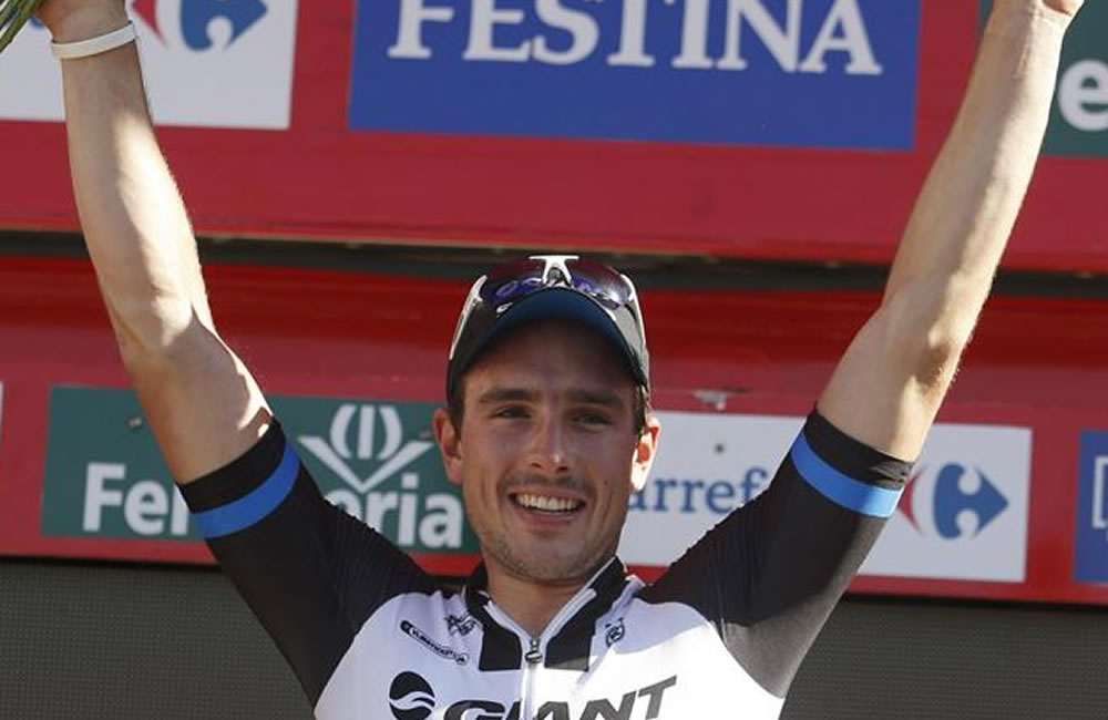 El ciclista alemán del Giant John Degenkolb, celebra su victoria en la quinta etapa. Foto: EFE