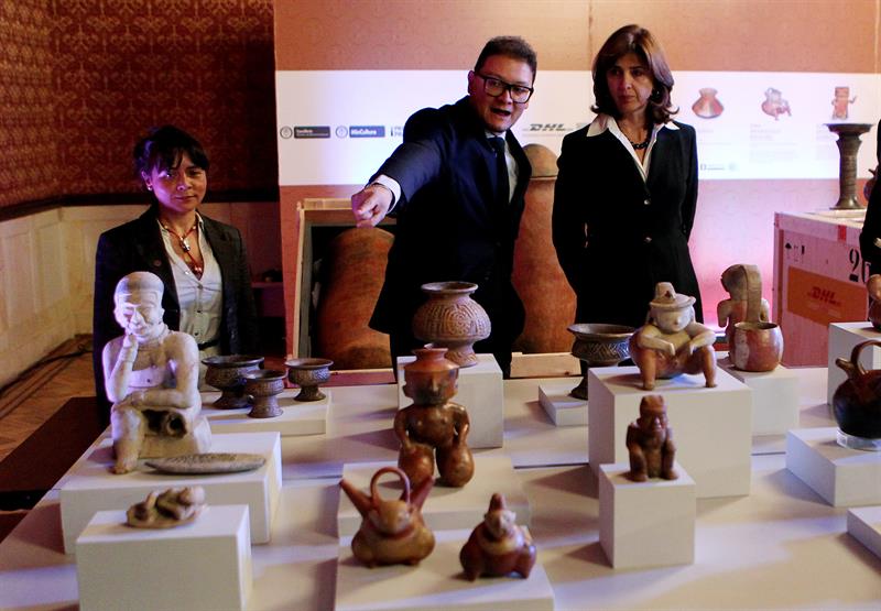 Tesoro arqueológico prehispánico incautado en España retorna al Colombia. Foto: EFE