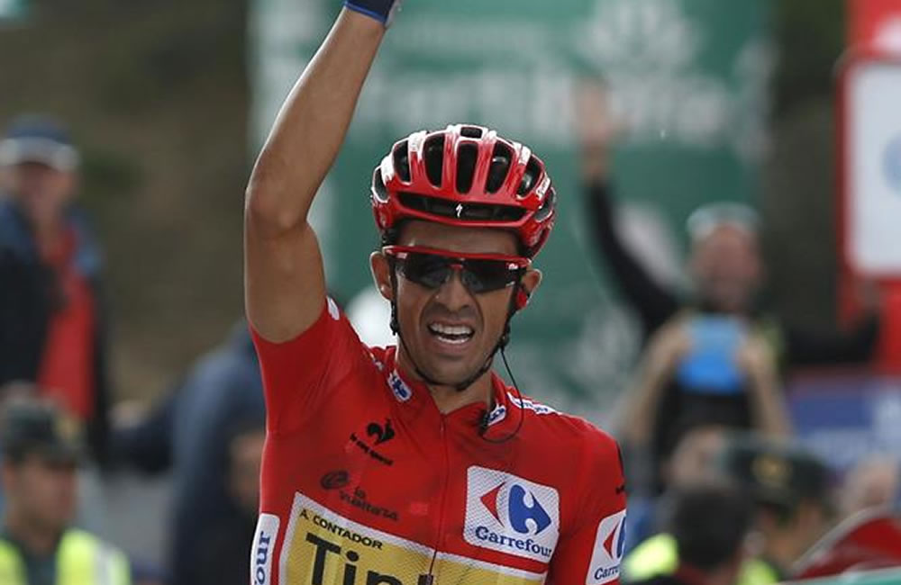 El ciclista español del equipo Tinkoff Saxo y líder de la clasificación general, Alberto Contador. Foto: EFE