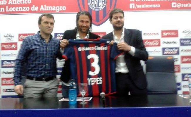 El jugador colombiano Mario Alberto Yepes fue presentado como nuevo jugador de San Lorenzo. Foto: Facebook