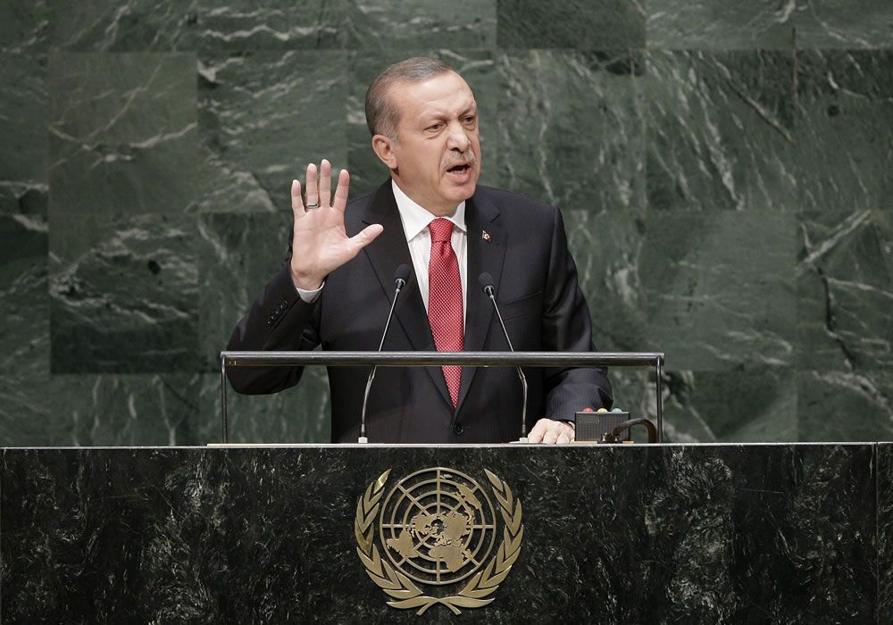 El presidente turco, Recep Tayyip Erdogan, habla durante el debate general de la 69 Asamblea General de la ONU. Foto: EFE